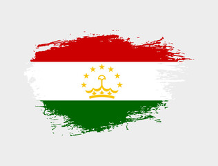 Classic brush stroke painted national Tajikistan country flag illustration