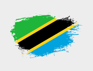 Classic brush stroke painted national Tanzania country flag illustration
