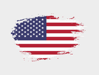 Classic brush stroke painted national United States of America country flag illustration