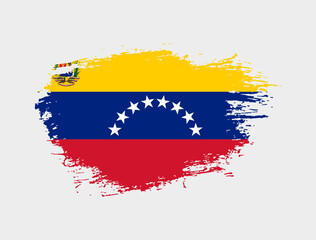 Classic brush stroke painted national Venezuela country flag illustration