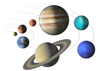 Planets of our Solar system on orbits, isolated. Image elements furnished by NASA.