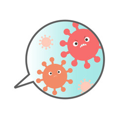 吹き出しとウイルスのキャラクター