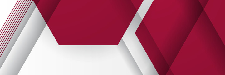 Abstract red and white wide banner background