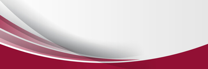 Modern red and white contrast abstract wide banner background. Vector abstract red wavy background. Curve flow motion