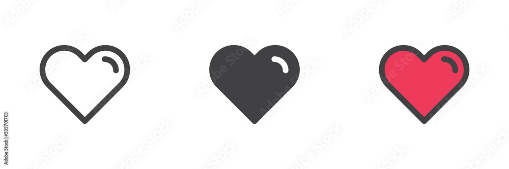Poster heart shape different style icon set