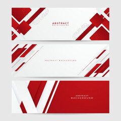 Red and white abstract wide banner background. template corporate concept red black grey and white contrast background. Vector graphic design illustration