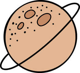 Hand Drawn Planets and rings floating in space illustration