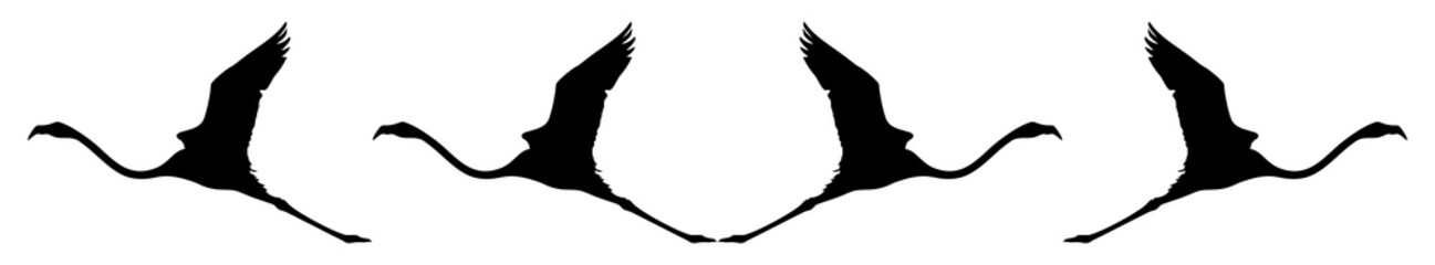 Flock of the Flying Flamingo Silhouette for Icon, Symbol, Logo, Art Illustration, Pictogram, Website, or Graphic Design Element. Format PNG