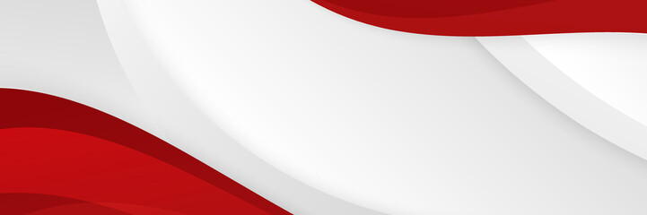 Obraz premium Red and white abstract banner background. abstract red background with geometric shape and white space in center