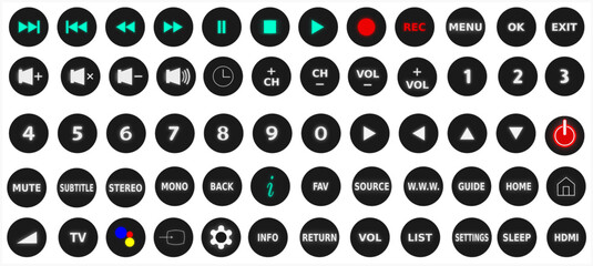 Media player icons, remote control buttons vector illustration
