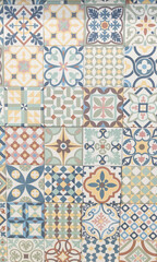ceramic tiles style seamless colorful patchwork south Azulejo tile from Portuguese classic Spain decor background