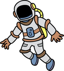 Hand Drawn astronaut floating in space illustration