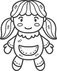 Hand Drawn baby girl doll illustration