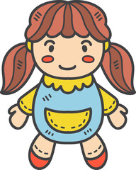 Hand Drawn baby girl doll illustration