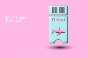 
Airplane ticket in trendy colors with bar code