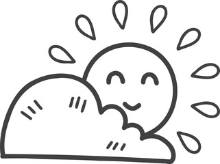 Hand Drawn sun and clouds illustration