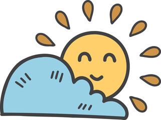 Hand Drawn sun and clouds illustration