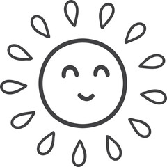 Hand Drawn cute smiling sun illustration