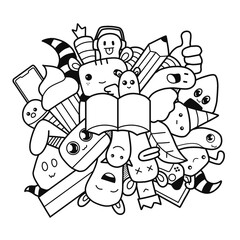 Doodles of object and symbol of student life. doodles illustration.