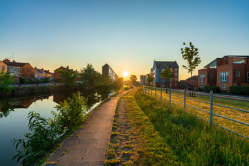 Fototapeta na wymiar Coventry Canal on Sherbourne river at sunrise. England
