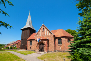 Fototapeta premium Church of Nativity of the Blessed Virgin Mary in Sieniawa, Lubusz Voivodeship, Poland