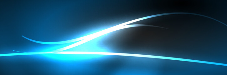 Blue neon glowing lines, magic energy space light concept, abstract background wallpaper design