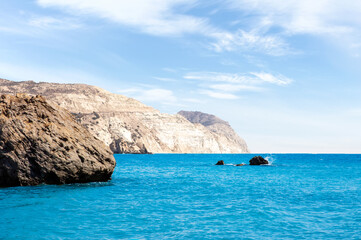 Rocky coast of the Mediterranean Sea in Cyprus