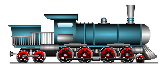vintage train locomotive isolated on white background
