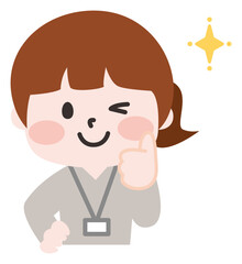 OKポーズをする女性スタッフ