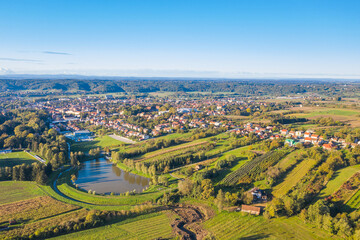 Panoramic drone view of town of Daruvar, Slavonia, Croatia