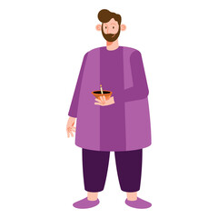 hindu man celebrating diwali