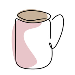 a cup of hot coffee or herbal tea for winter christmas glowing ornament for christmas tree decoration