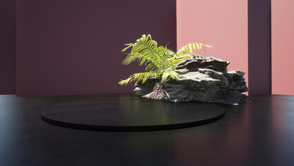 Natural beauty podium backdrop for product display .3d rendering.