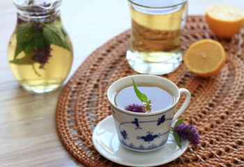 Herbal tea from medicinal herb Agastache foeniculum, also called  giant hyssop or Indian mint. Aromatic agastache tea is good for the stomach and lungs.