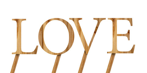 LOVE of alphabet wooden isolated on white background.