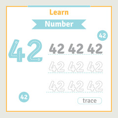 Back to school worksheet for kids with number tracing fun vector preschool number illustration for kids learning activity alphabet coloring book