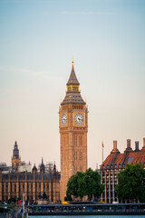 Fototapeta na wymiar Close up view of Big Ben clock at dawn in London. England
