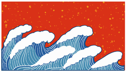 和風　波のイラスト