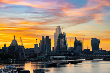 Obraz premium City of London financial district skyline at sunrise. England