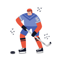 Ice Hockey player. Hand drawn vector illustration