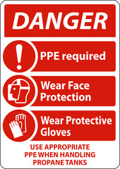 Danger PPE Required When Handling Propane Tanks Sign