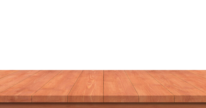 Wooden table isolated on white. 