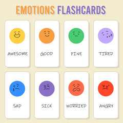 Basic Emotions Flashcards Vector Set - 535710788