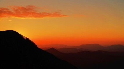 Sunset scenery of Cheonwangsan Mountain in Miryang, South Korea