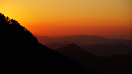 Sunset scenery of Cheonwangsan Mountain in Miryang, South Korea