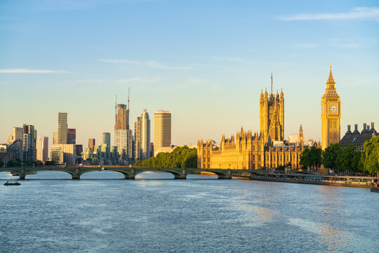 Big Ben and Westminster bridge in London. England