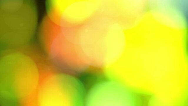 Bokeh background blur green yellow lights color abstract animated. Animation ood as backdrop, environment, light overlay, big blured particles lighting, water, air, alpha channel, etc...