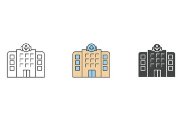 Hospital building Icon with Hands icons  symbol vector elements for infographic web