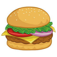 Burger Cheeseburger Hamburger Drawing Illustration Art Design Template Icon