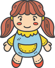 Hand Drawn baby girl doll illustration